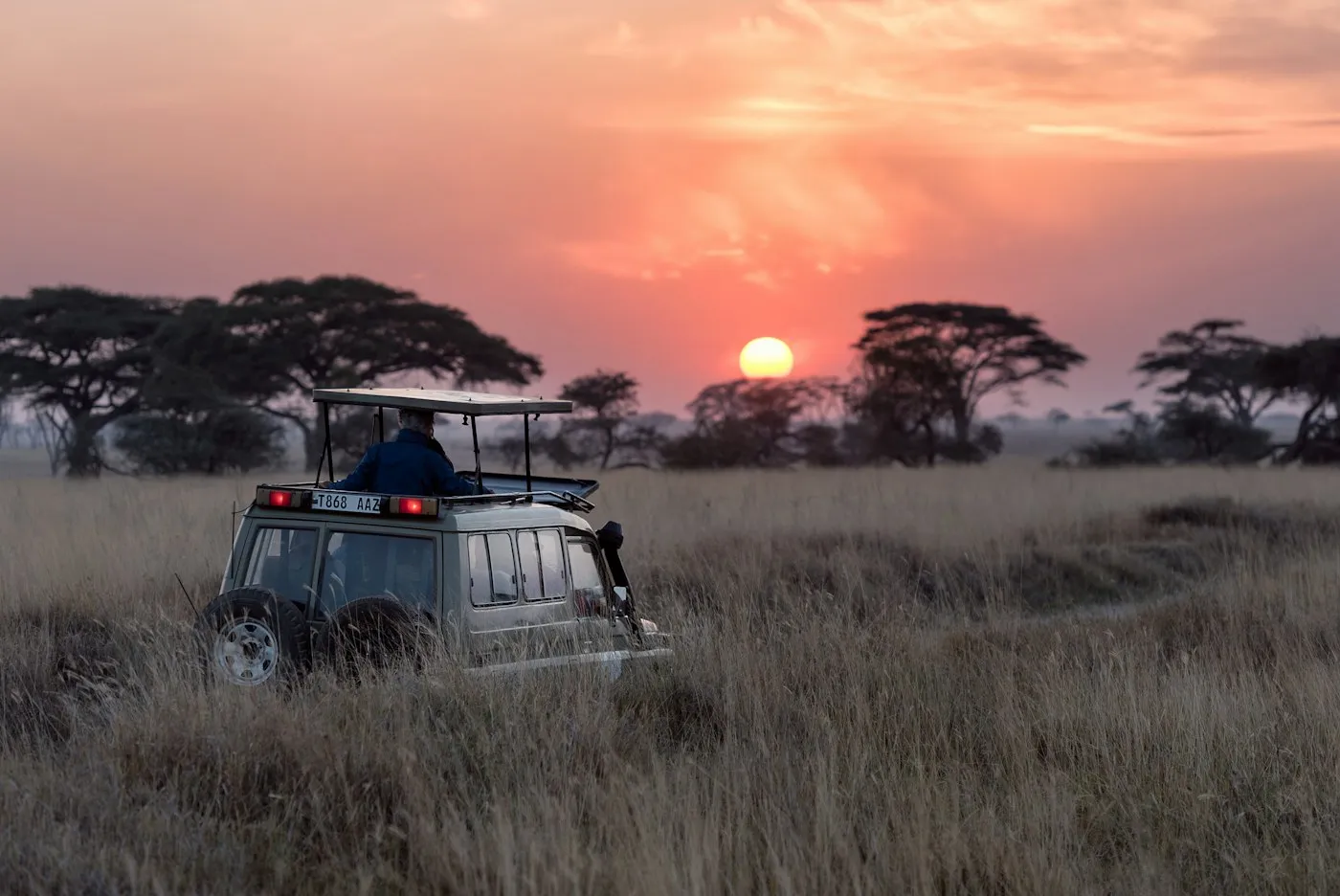 A person watching the horizon across an African landscape